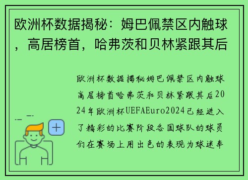 欧洲杯数据揭秘：姆巴佩禁区内触球，高居榜首，哈弗茨和贝林紧跟其后