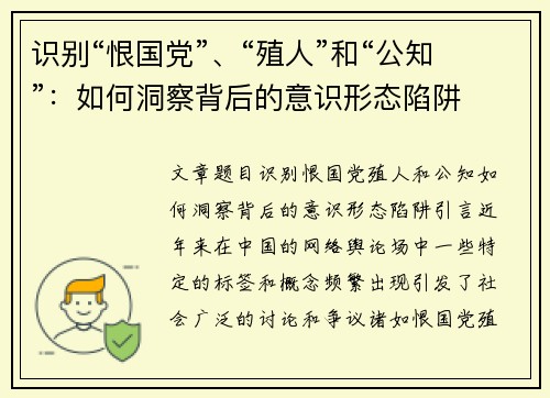 识别“恨国党”、“殖人”和“公知”：如何洞察背后的意识形态陷阱