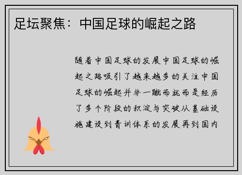 足坛聚焦：中国足球的崛起之路
